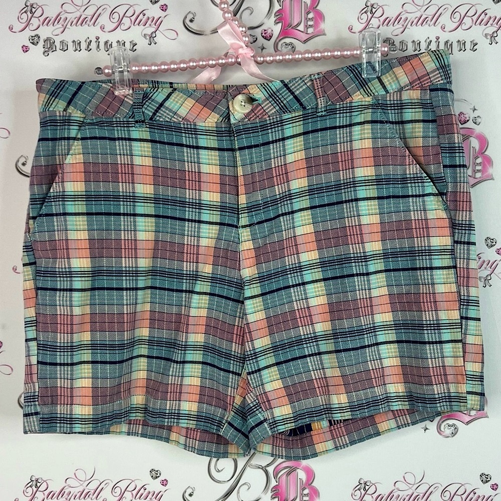 Dockers shorts stripes Plaid Women's Shorts pink blue orange bike style